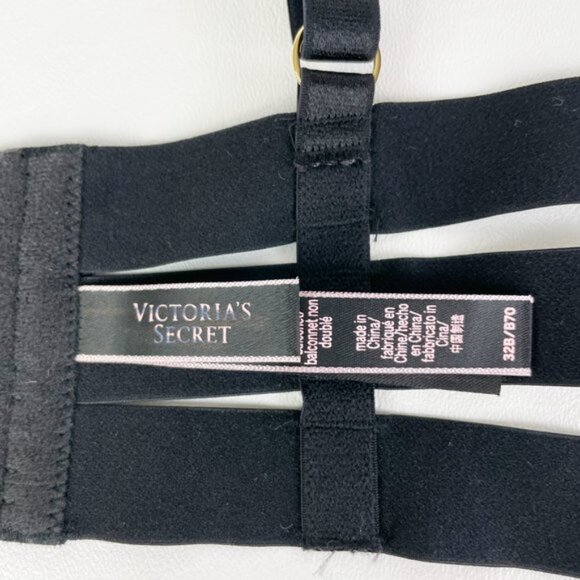 NWOT Victoria's Secret Bra 32B Unlined Balconet Strappy Banded Black B1724 - Picture 5 of 7